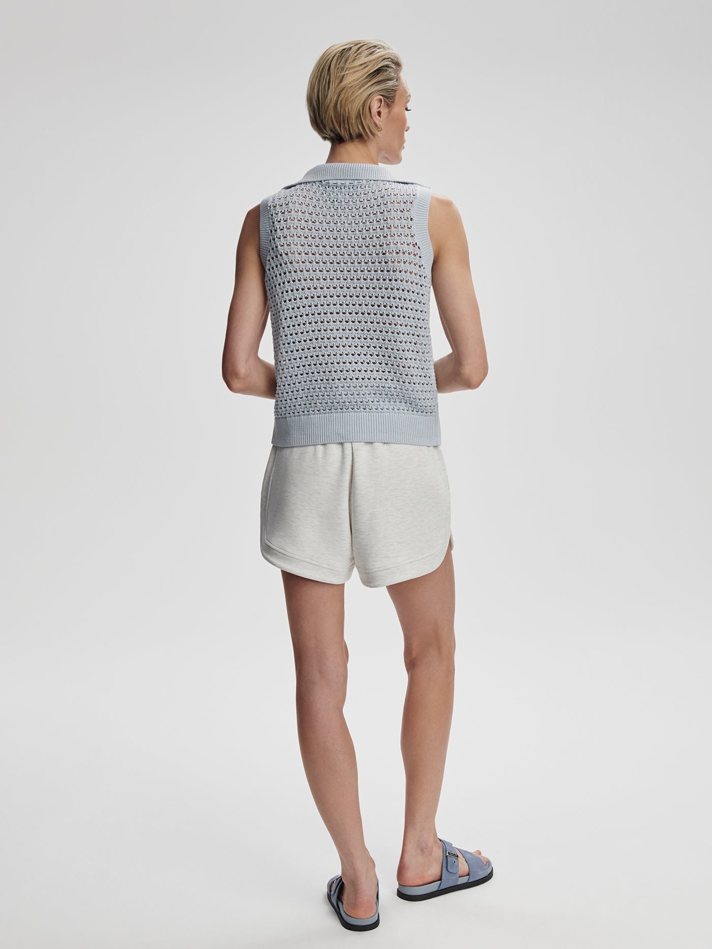 Varley Bains Half Zip Tank in Plein Blue