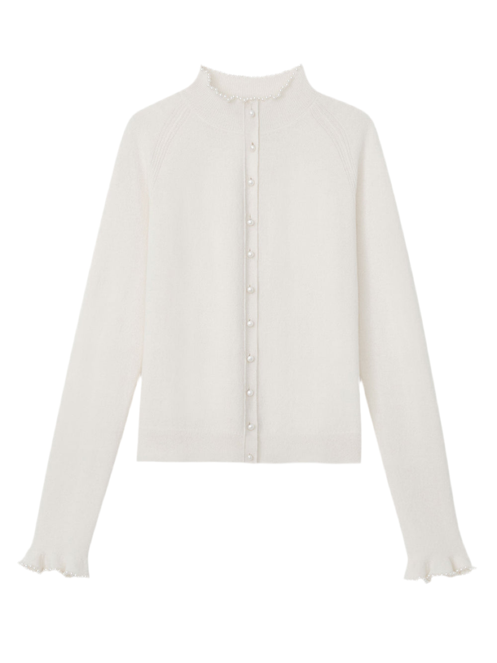 Lafayette 148 Hand-Beaded Pearlescent Trim Cardigan