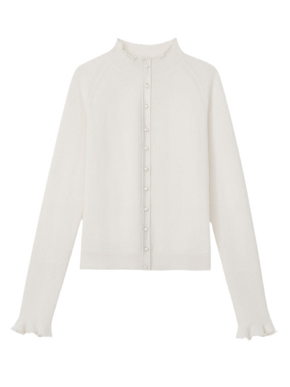 Lafayette 148 Hand-Beaded Pearlescent Trim Cardigan