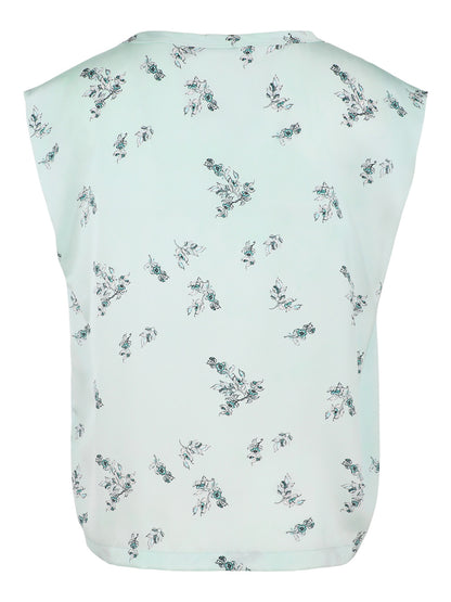 Fabiana Filippi Silk Print Top in Verde Acqua