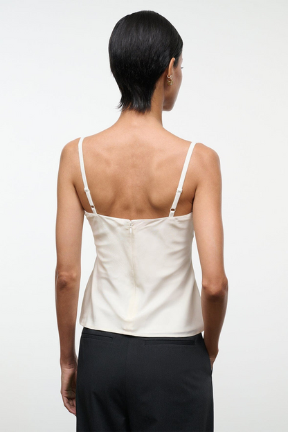 Staud Evangeline Silk Top in Ivory