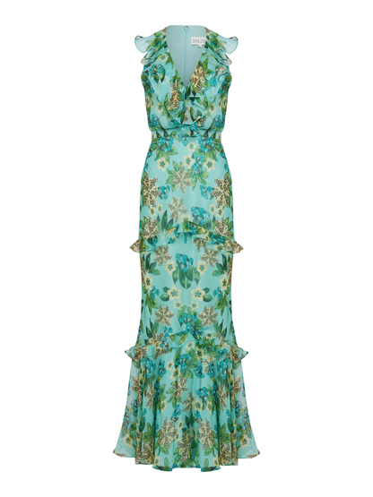 Saloni Rita Dress in Fiori Mint