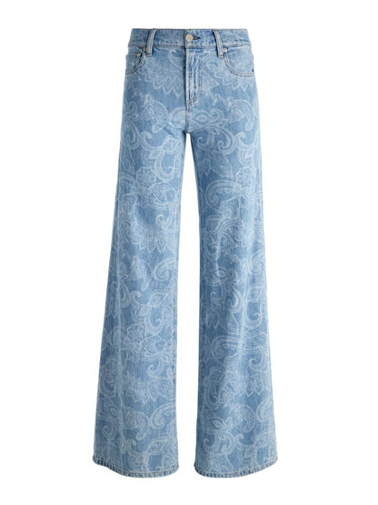 Alice + Olivia Amazing Low-Rise Baggy Jean in Laser Paisley