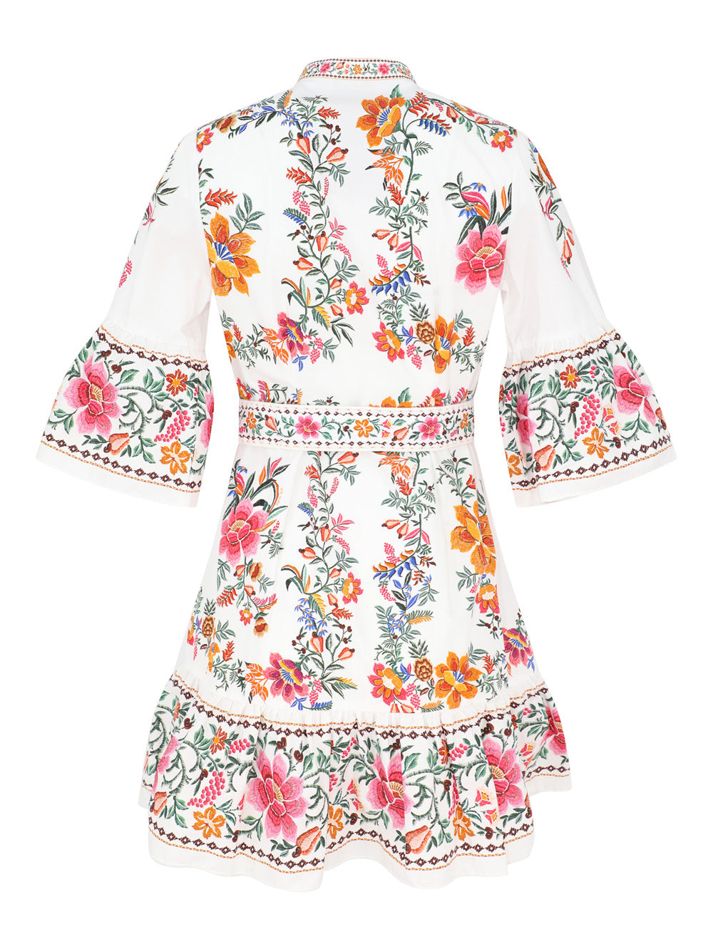 Farm Rio Mini Dress in Delicate Forest Scarves Off-White