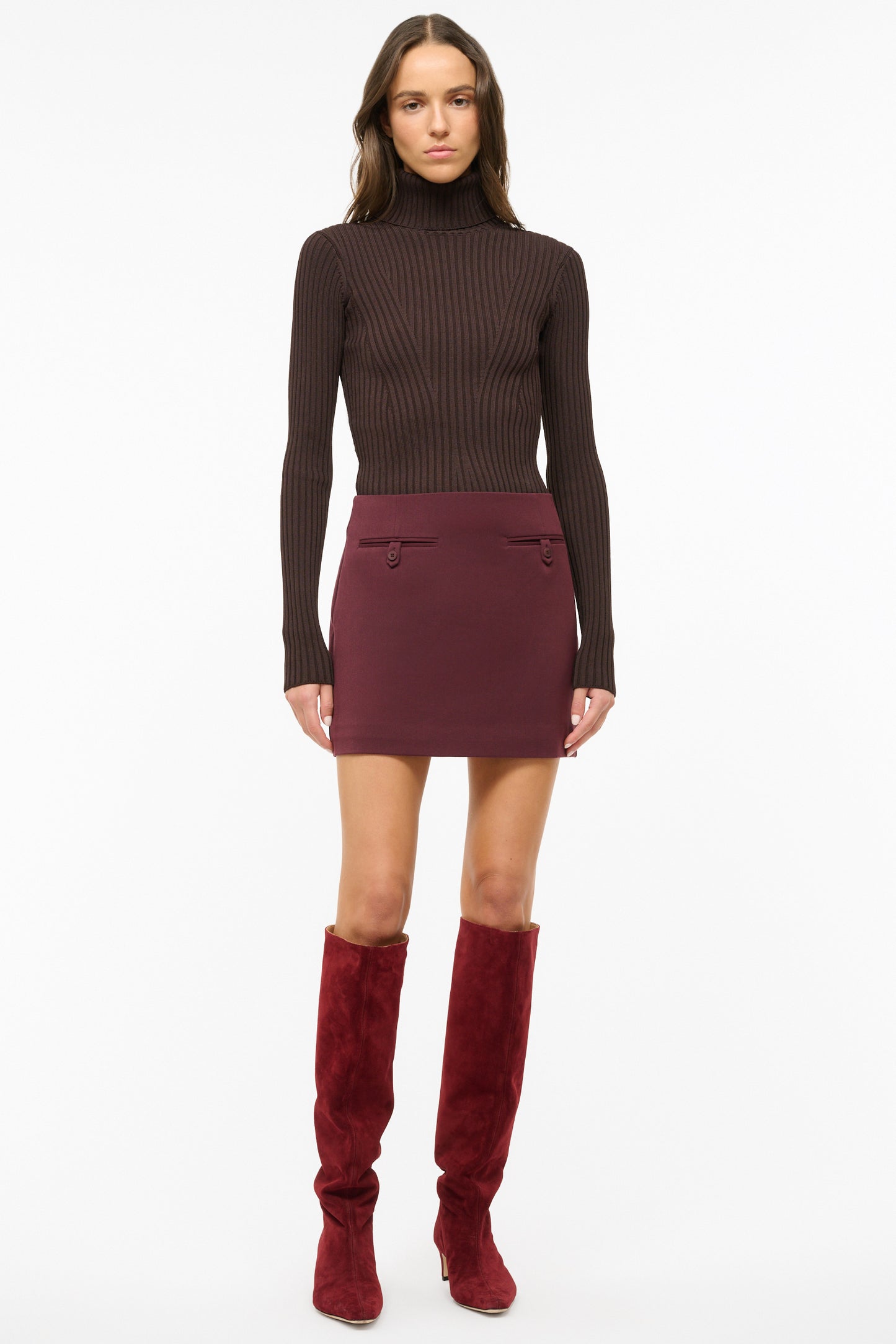 Staud Annette Skirt in Merlot