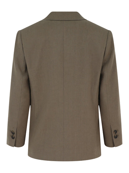 Vince Linen Shrunken Blazer in Moss Smoke