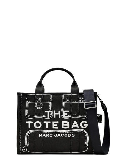 Marc Jacobs The Trompe L'Oeil Cargo Canvas Medium Tote Bag in Black 001