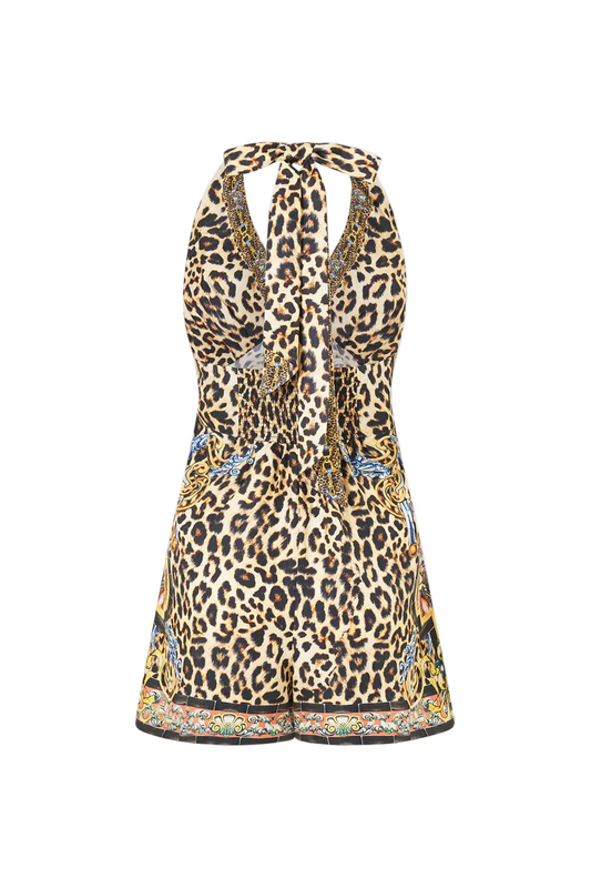 Camilla Button Front Halter Playsuit in Sevillian Style