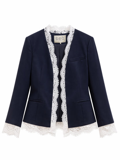 Sea Fiora Tropical Wool Jacket in Navy