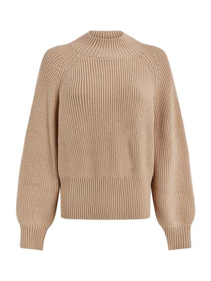 Varley Martina High Neck Rib Knit in Cement
