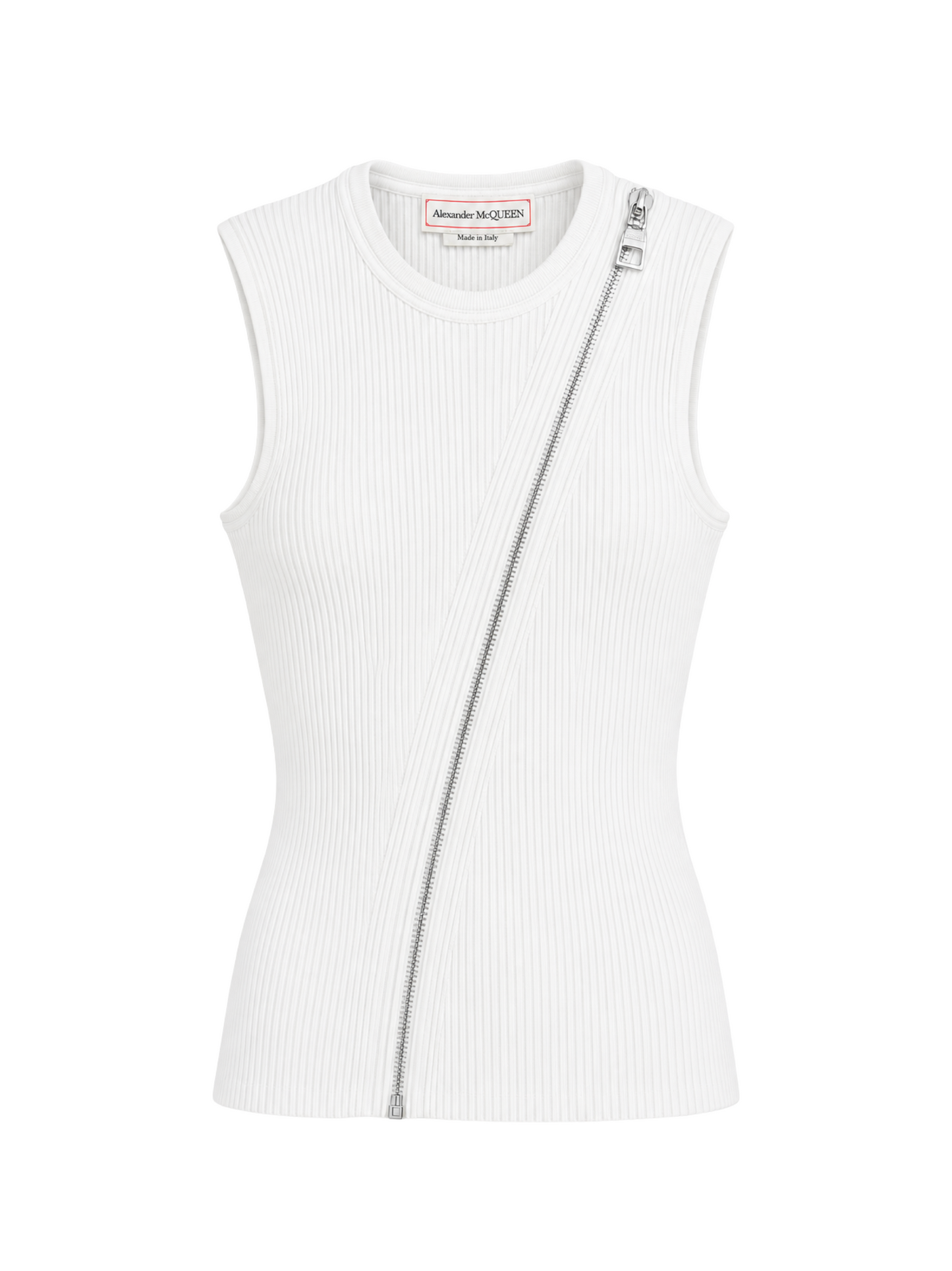 Alexander McQueen Slash Sleeveless Top in Optic White