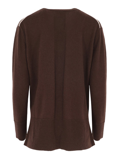Kinross Cashmere Hi-Low Piped Easy Vee Sweater (More Colors)