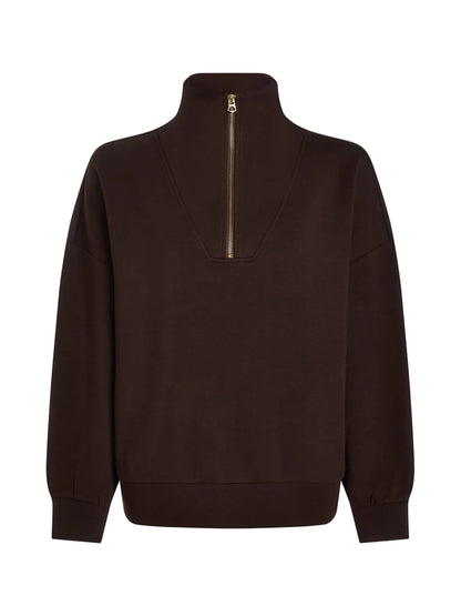 Varley Hawley Half Zip Sweat in Coffee Bean