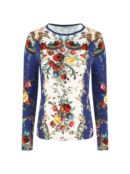 Alice + Olivia Delaina Long Sleeve Top in Gilded Rose
