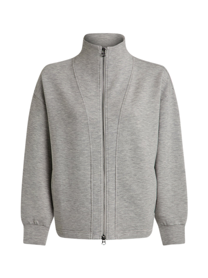 Varley Arlene Zip-Through Sweat in Light Grey Marl