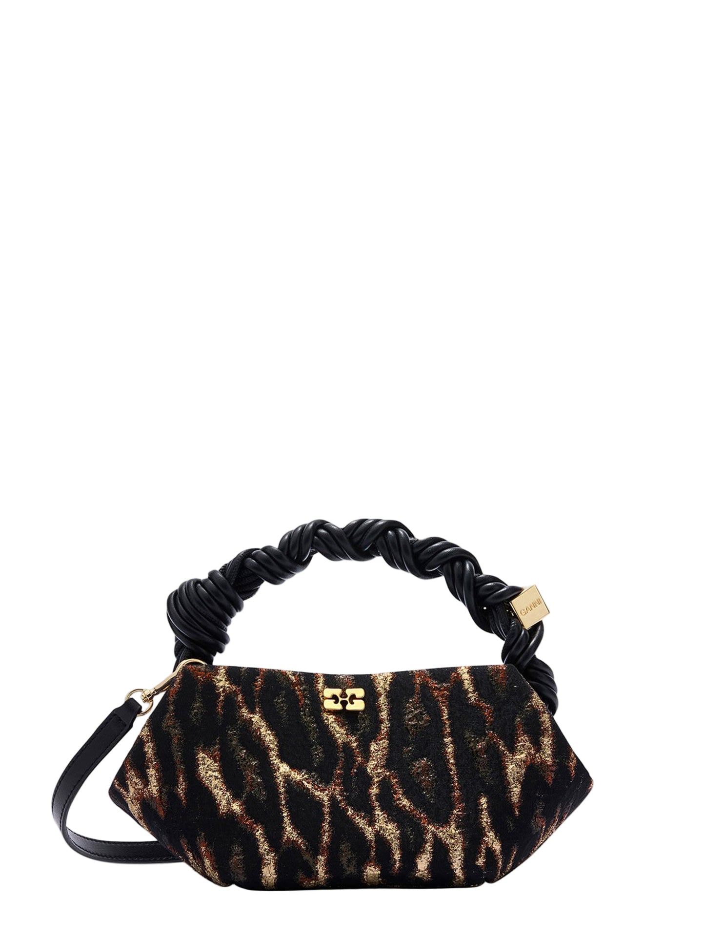 Ganni Metallic Cloque Mini Bou Bag in Antique Bronze