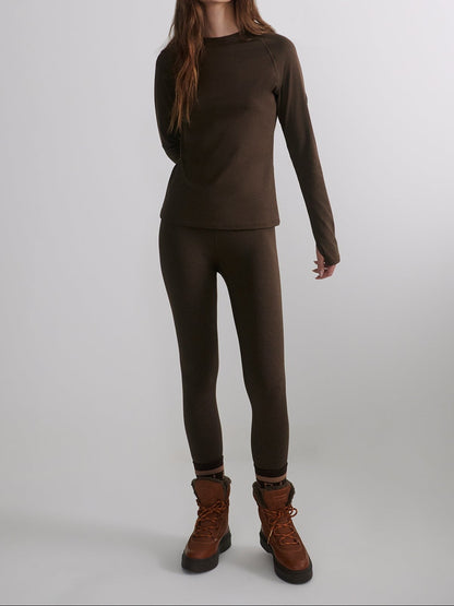 Varley Always Warm Legging Base Layer in Deep Chocolate Marl