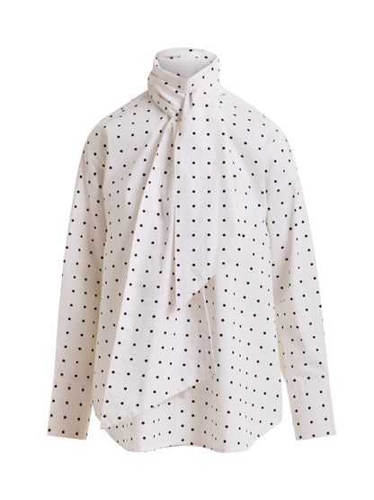 Essentiel Antwerp Imoverit Polkadot Cotton Shirt With Pussy Bow