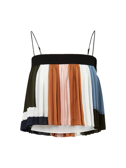 Veronica Beard Janie Pleated Blouse in Dove Multi