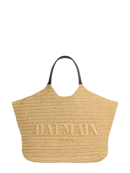 Balmain Crochet Tote Bag in Beige