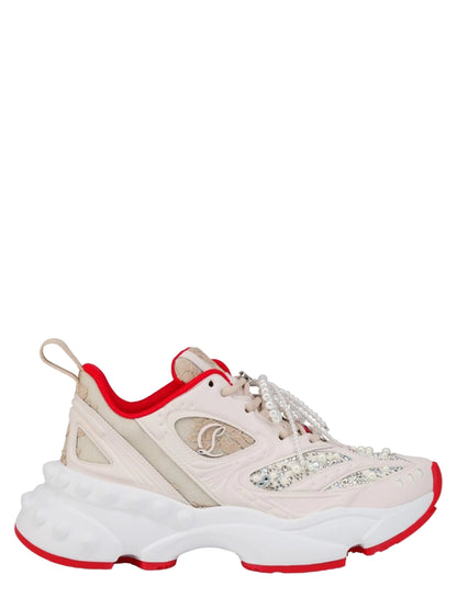 Christian Louboutin So Flo Perla Flat Specchio Sneaker in Dentelle/Pearl | In-Store Only