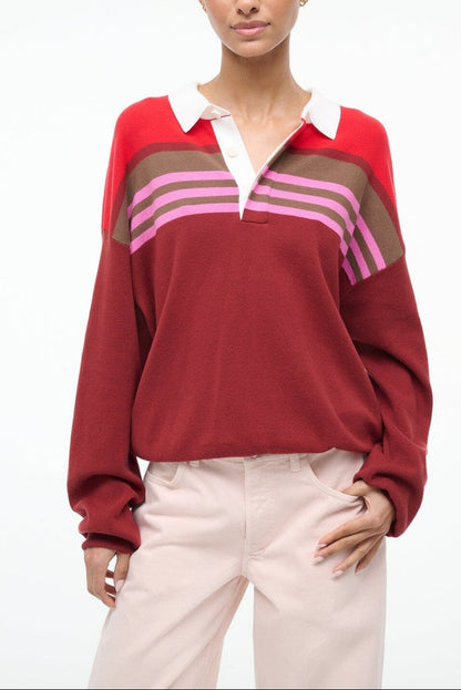 Staud Sail Top in Cardinal Multi Stripe