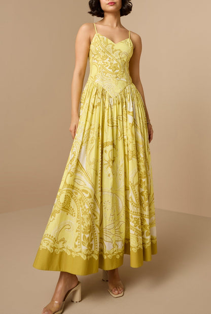 Hemant and Nandita Fiza Strappy Dress in Light Yellow