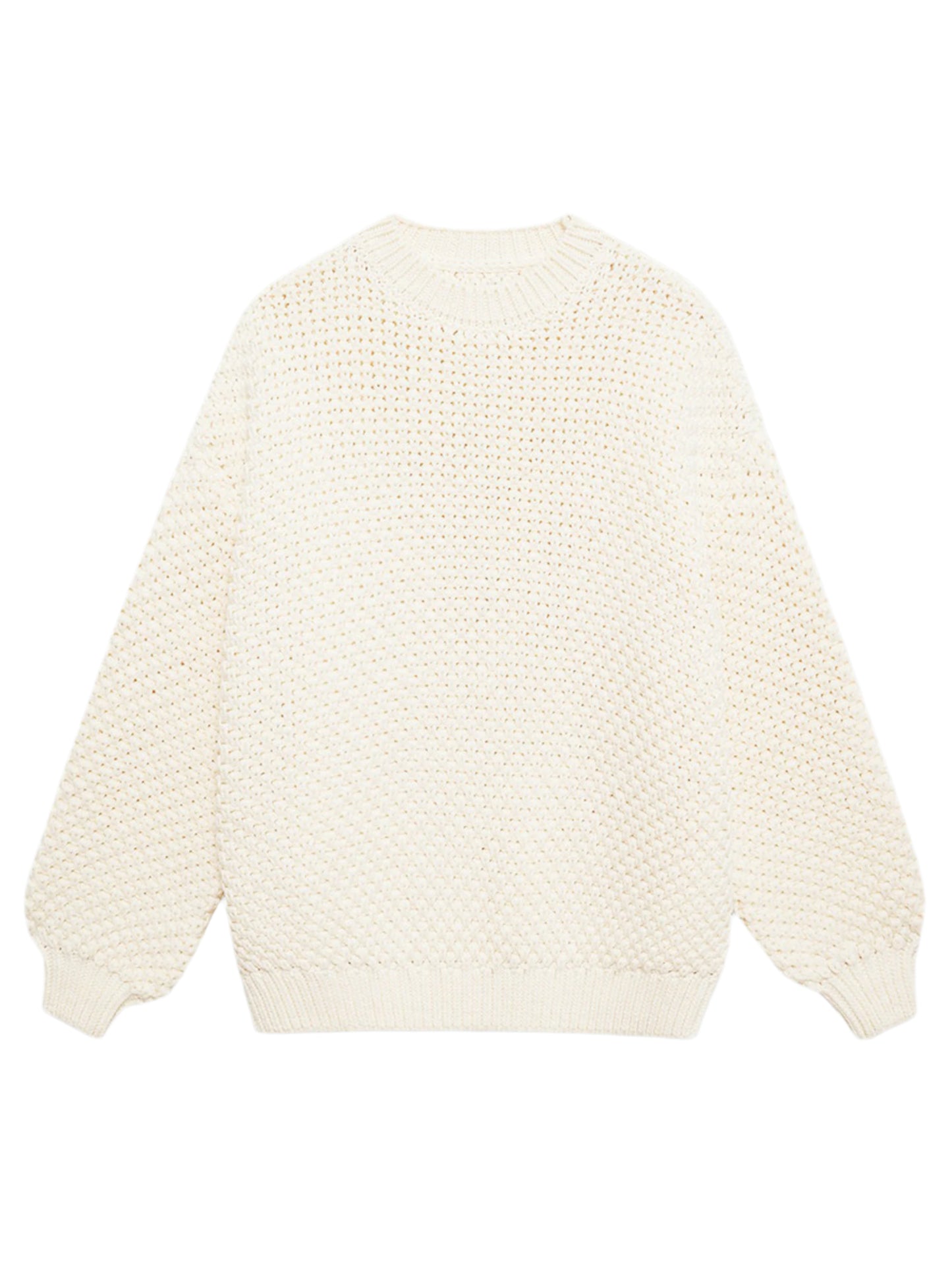 Anine Bing Sydney Crew Sweater in Ivory Crochet