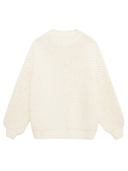 Anine Bing Sydney Crew Sweater in Ivory Crochet