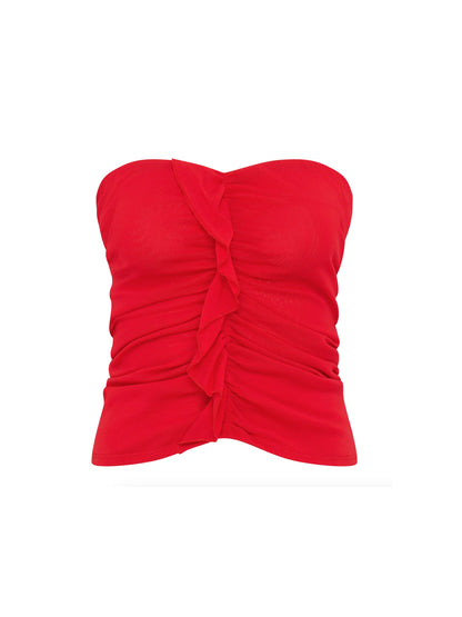 Paris Georgia Minimal Ruffle Bodice in Red