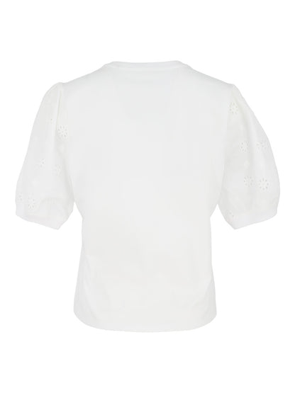 Frame The Lace Sleeve Tee in White