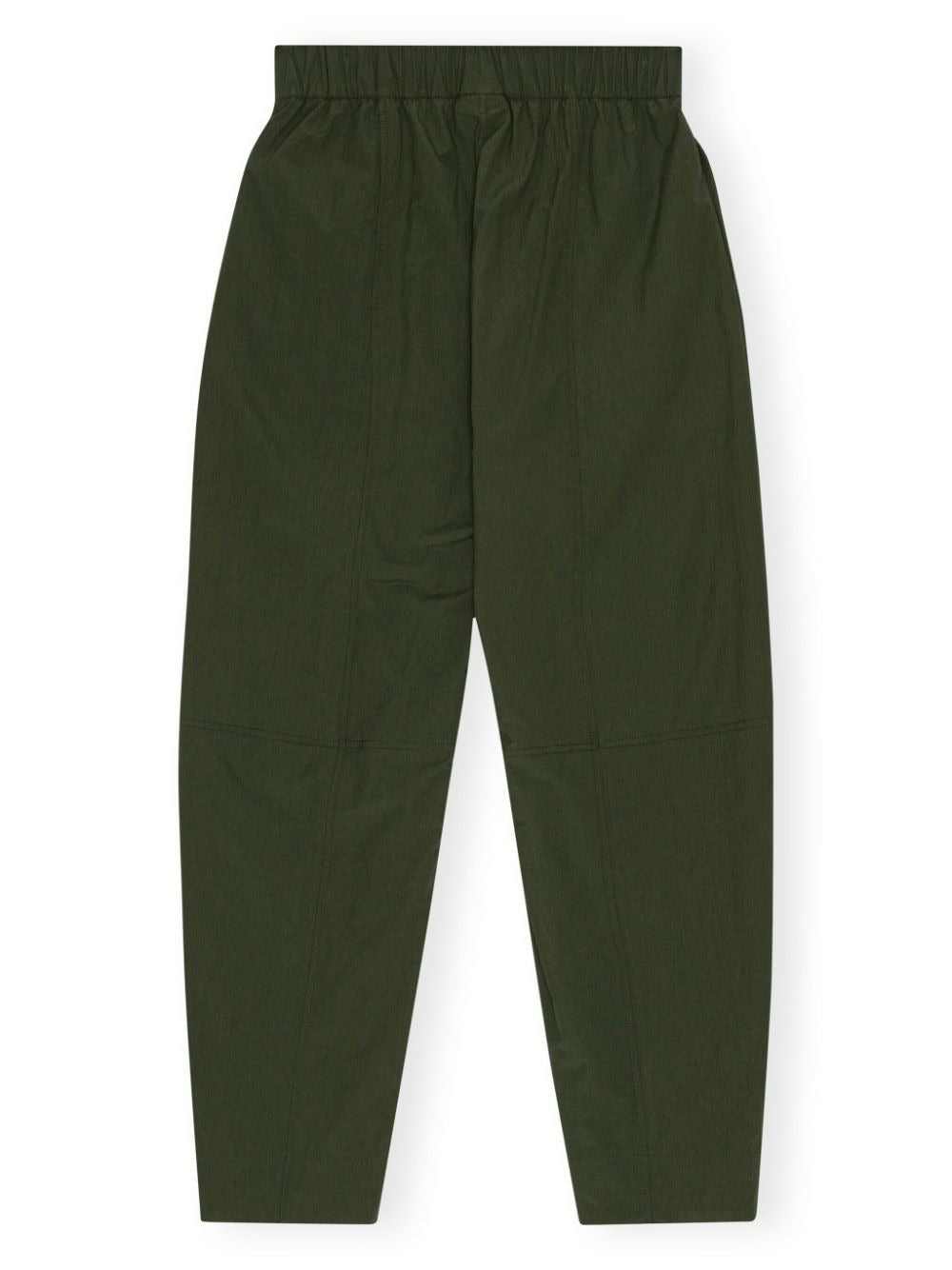Ganni Cotton Crepe Elasticated Curve Pants in Kombu Green