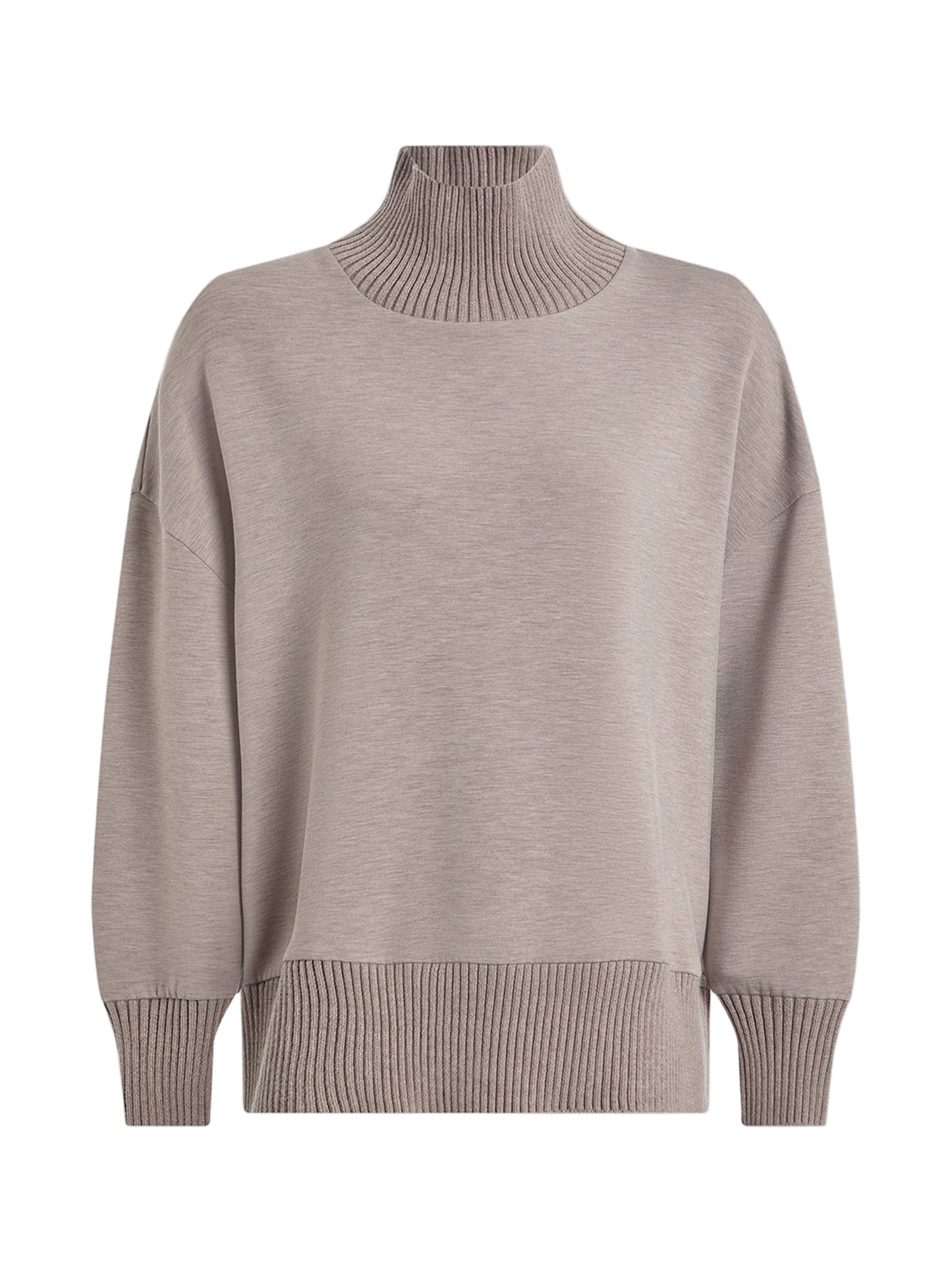 Varley Barker High Neck Sweat in Taupe Marl