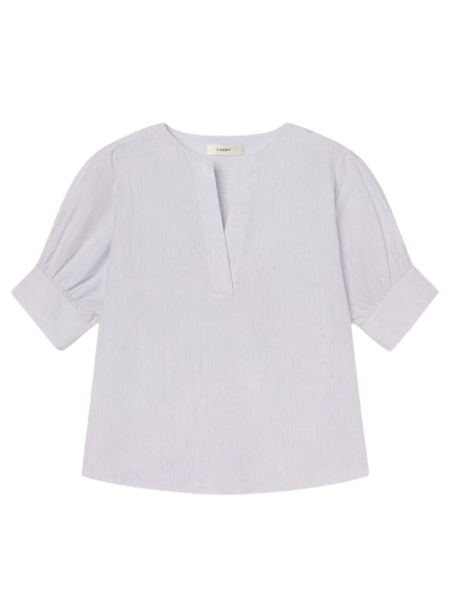 Frame V-Neck Popover in Steel Blue Multi