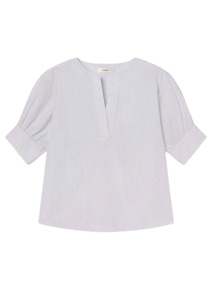 Frame V-Neck Popover in Steel Blue Multi