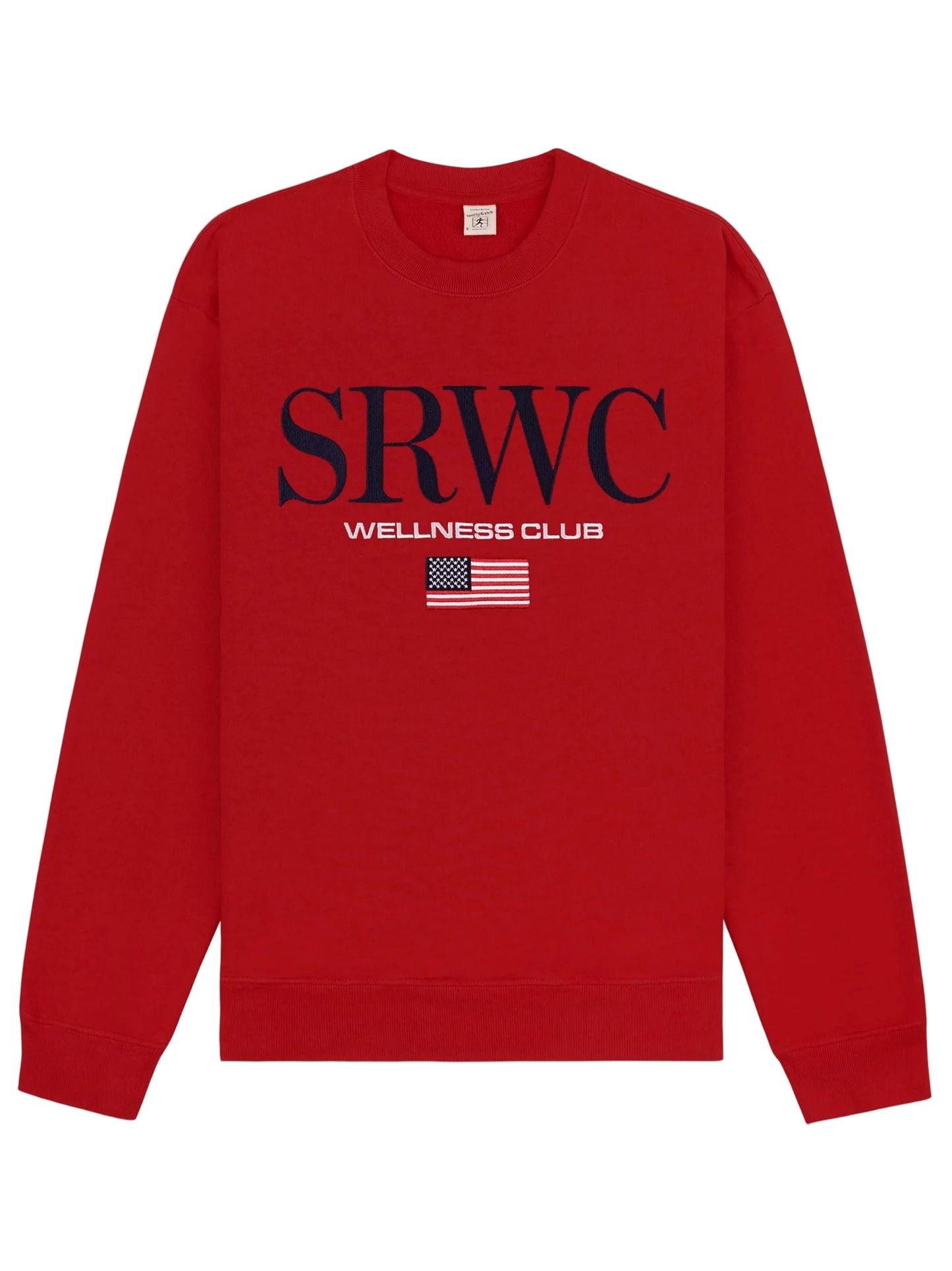 Sporty & Rich Nautical Embroidered Crewneck in Ruby