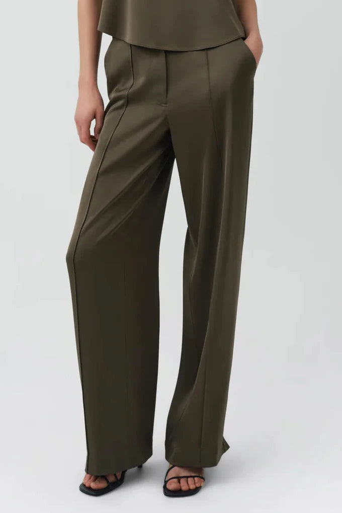 Simkhai Kyra Wide Leg Satin Pant in Sea Turtle