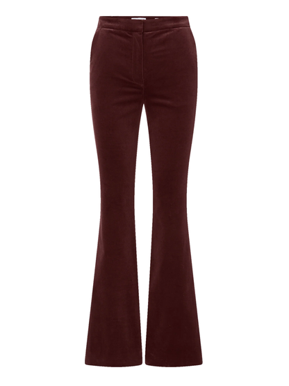 Veronica Beard Gracie Velvet Flare Pant in Burgundy