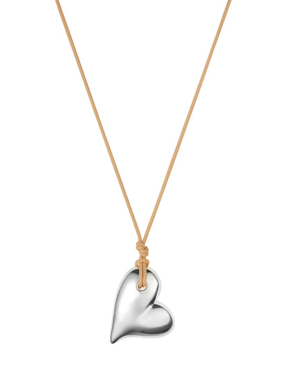 Jenny Bird Mega Art Heart on a String in High Polish Silver