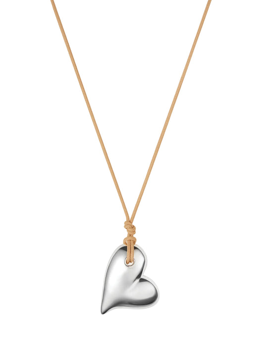 Jenny Bird Mega Art Heart on a String in High Polish Silver
