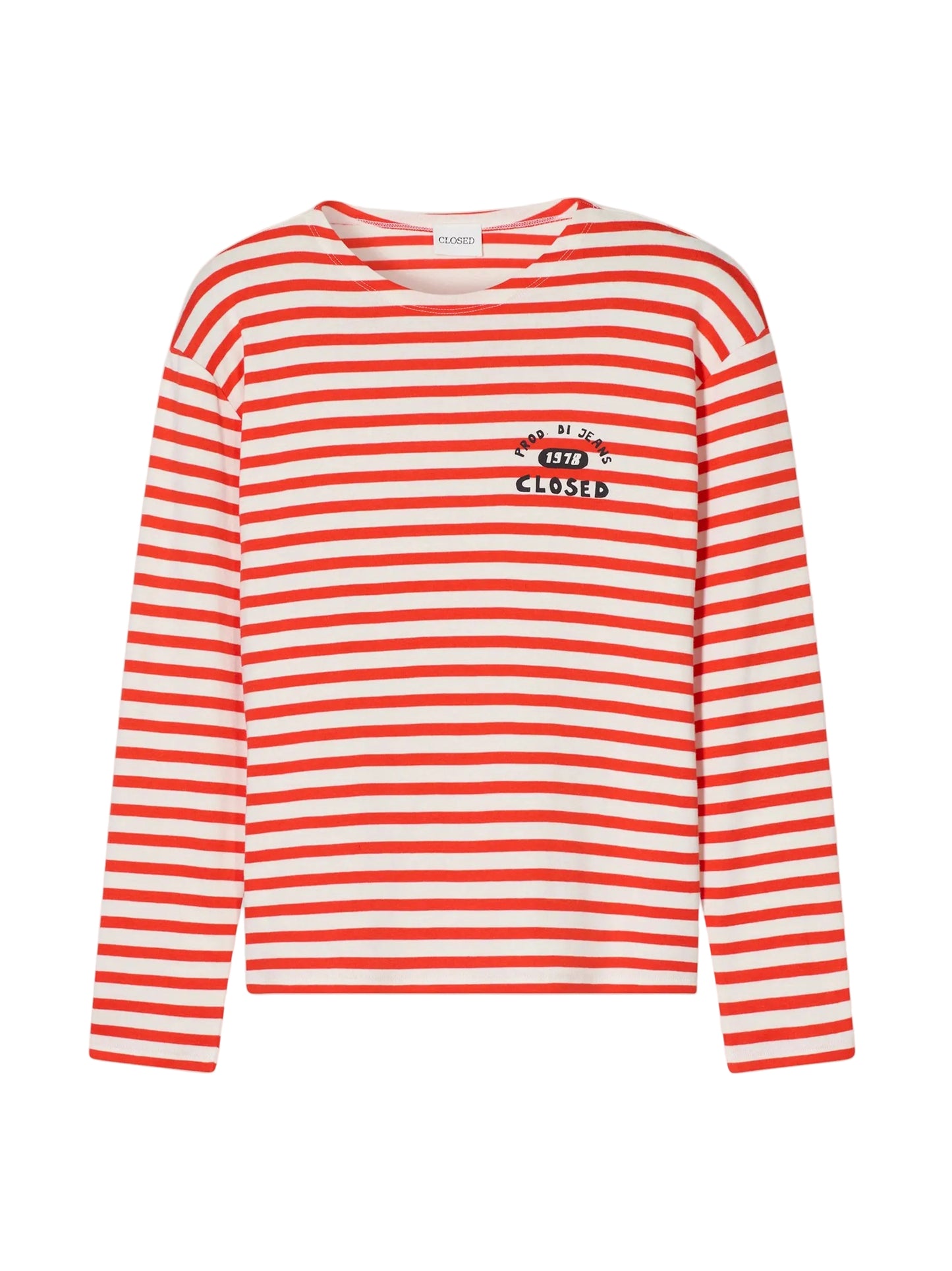 CLOSED Striped Crewneck in Coral Red