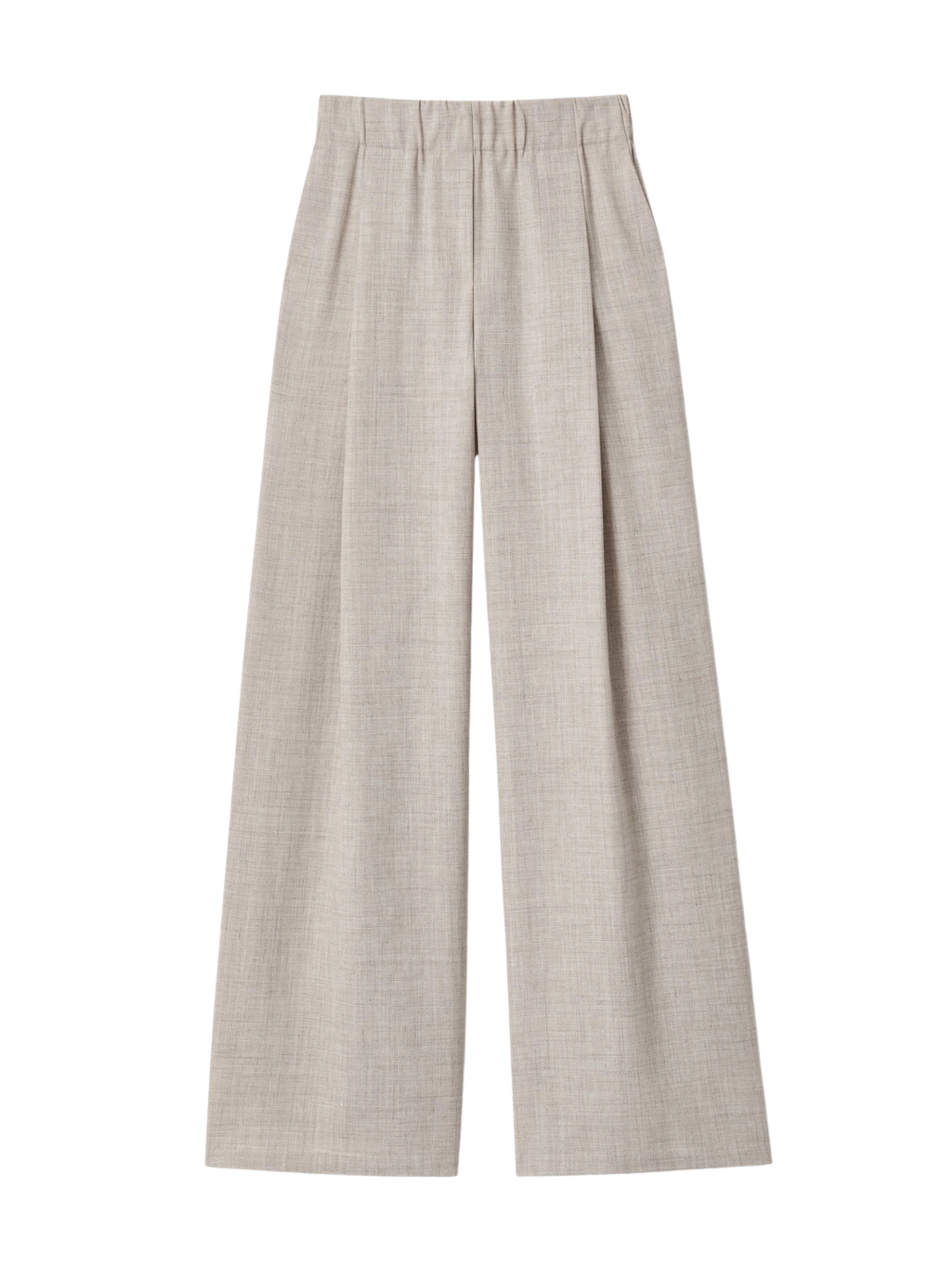 Lafayette 148 Tropical Wool-Silk Astor Pleated Wide Leg Pant in Taupe Marl
