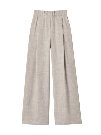 Lafayette 148 Tropical Wool-Silk Astor Pleated Wide Leg Pant in Taupe Marl