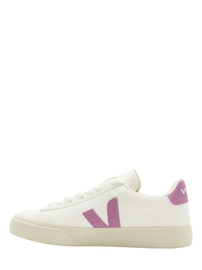 Veja Campo Chromefree Leather Sneaker in Extra-White/Mulberry