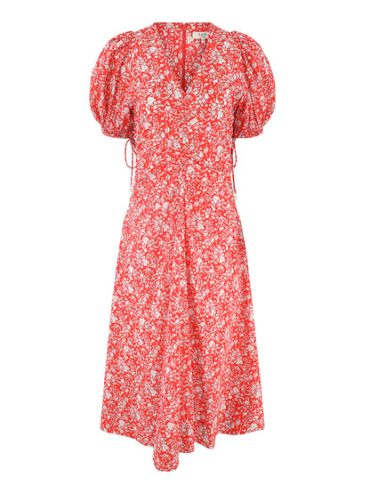 Sea Lucille Liberty Print Short Sleeve Midi Dress in Red – Leigh's of  Breton Village