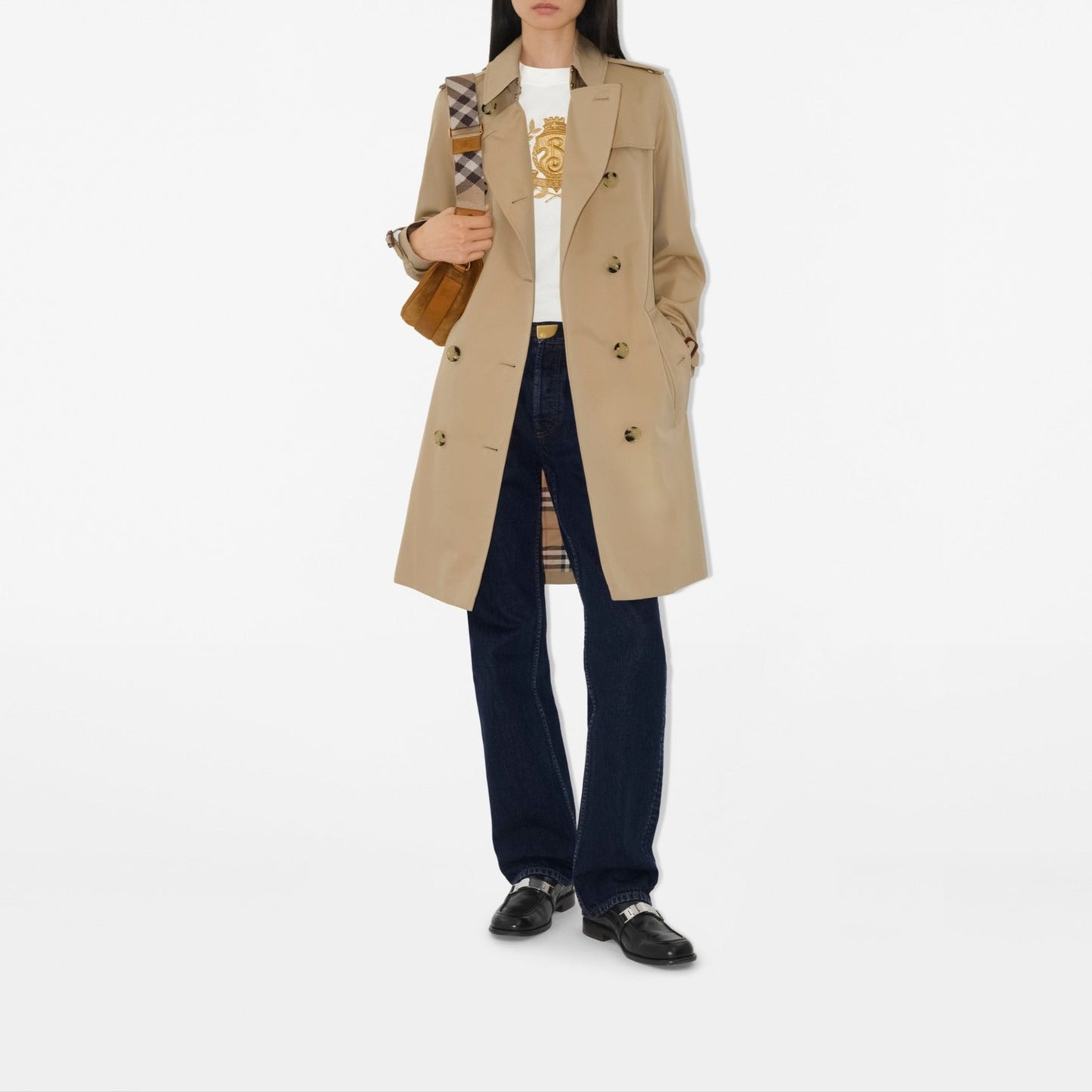 Burberry Mid-Length Kensington Heritage Trench Coat in Honey