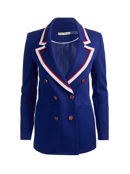Alice + Olivia Campbell Double- Breasted Blazer in Twilight Blue