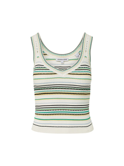 Veronica Beard Carlin Knit Tank in Off White Multi