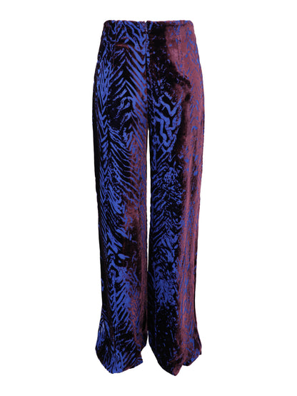 Silvia Tcherassi Como Velvet Burnout Pant in Eggplant