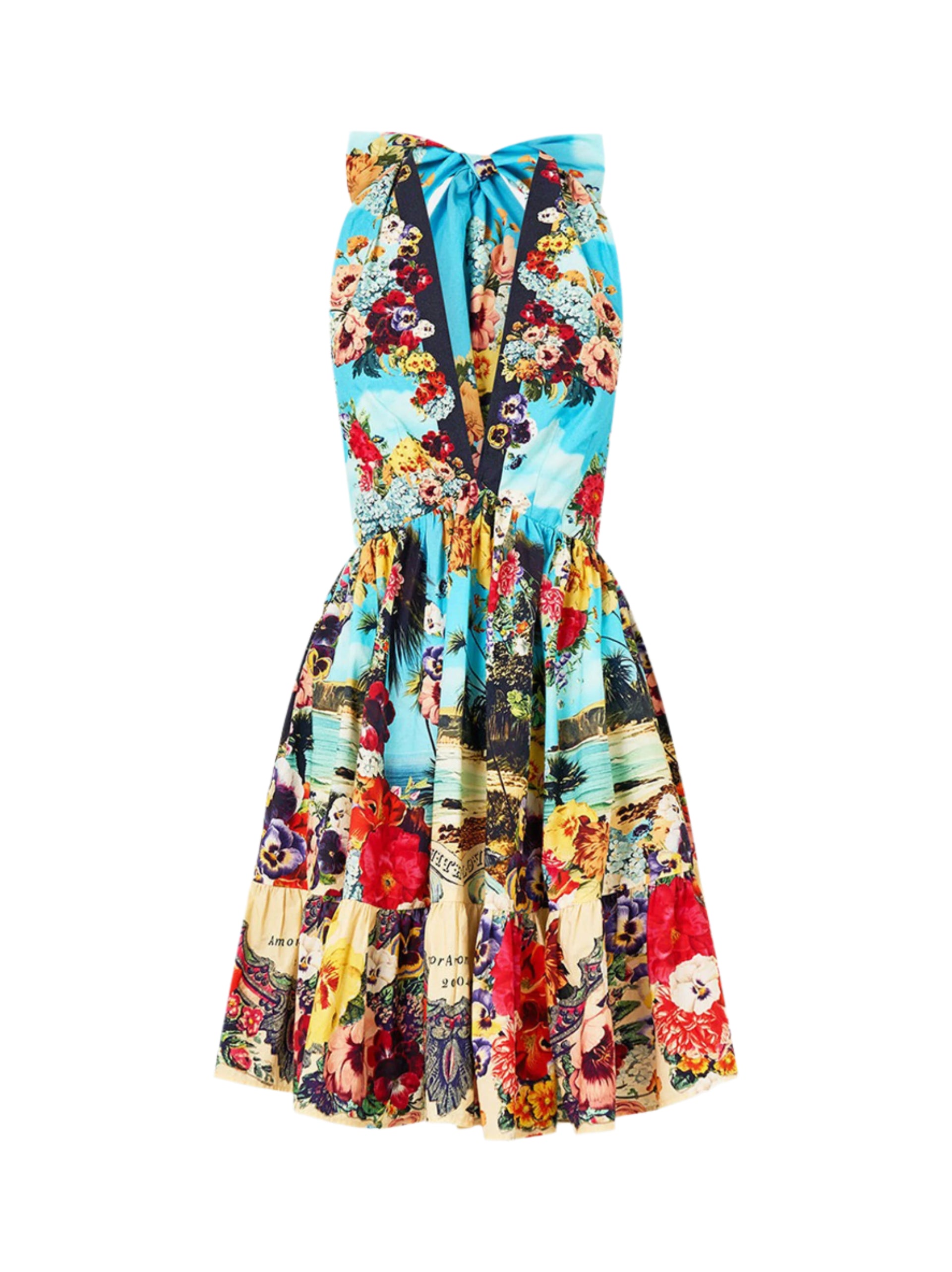 Camilla Ruffle Hem Halter Short Dress in Bathing Bombshell – Leigh's of  Breton Village